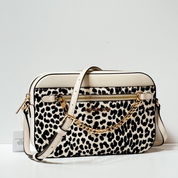 Michael Kors Jet Set Iten Chain Crossbody Bag Light Cream Multi Exotic Hair Calf - Picture 3 of 16
